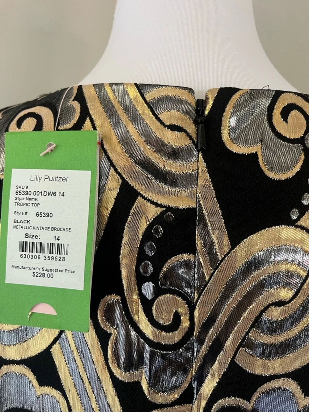 Lilly Pulitzer Black Gold Silver Embellished Sleeveless Blouse (NWT) - Picture 7 of 12